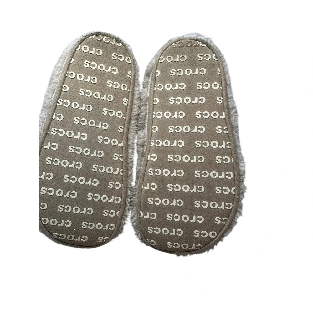 Crocs Kids Classic Faux Fur Luxe Slippers Tan Beige J1 210856 Cozy Indoor Shoes